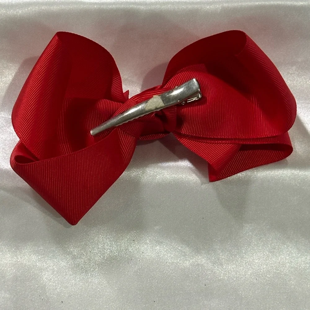 Bright Red Grosgrain Hair Bow Clip- bundle 2+ for shipping savings.